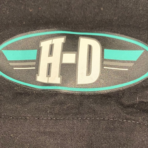 Harley Davidson HD Motorcycle shirt. Women sz S. Front Zip Cleavage. Stretchy. - Picture 10 of 10